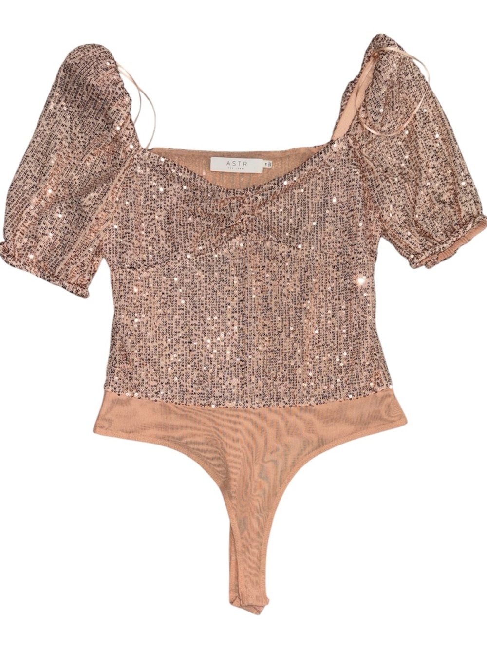 ASTR the label Women’s Sequined Blush Pink Bodysuit Size Medium